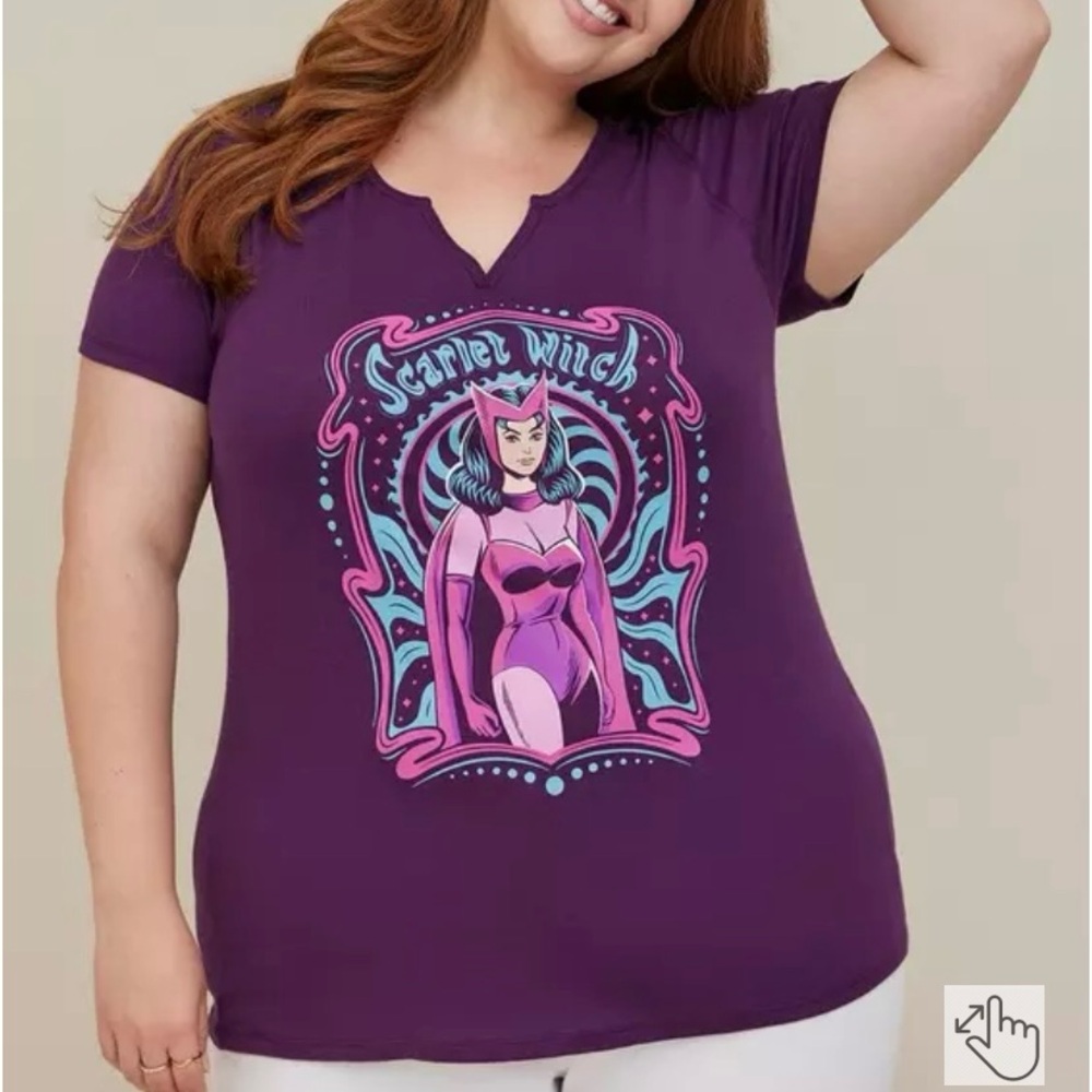 Marvel Scarlet Witch Notch Comic Graphic Tee - Heritage Cotton Wanda Purple GUC